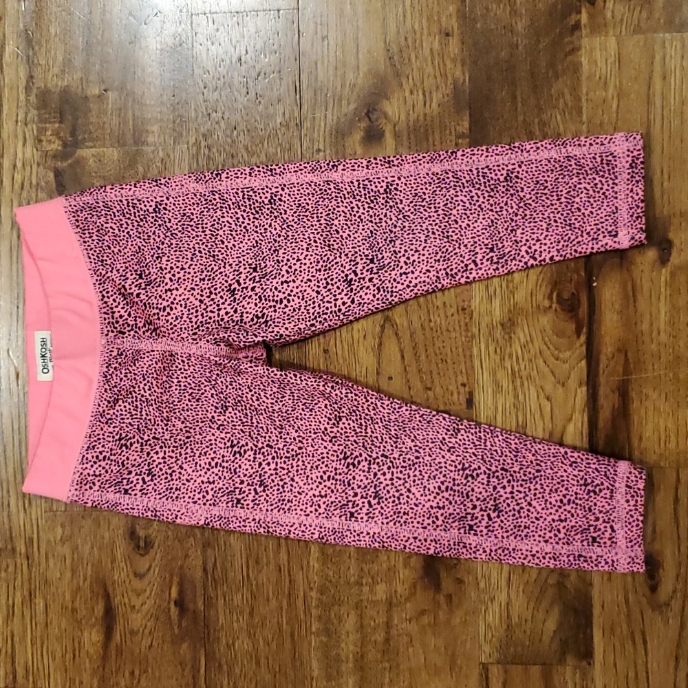 Girls Osh Kosh neon pink leopard print leggings size 4T